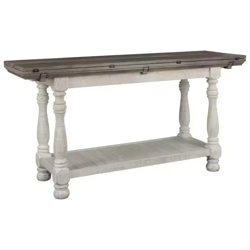 Havalance Flip Flop Sofa Table Gray/White - Signature Design by Ashley: Expandable, Vintage Style, Weathered Finish