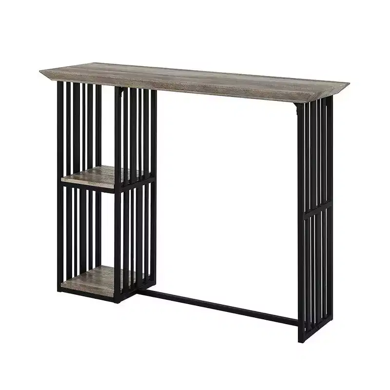 47" Zudora Dining Table Antique Oak Sandy Black Finish: Sturdy Metal Pedestal Base, Seats 2
