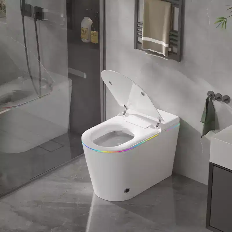 Dyonery Smart Toilet, Tankless One-Piece with Foam Shield, Auto Open/Close Lid, Heated Bidet & Dryer, LED Night Light, Auto Flush