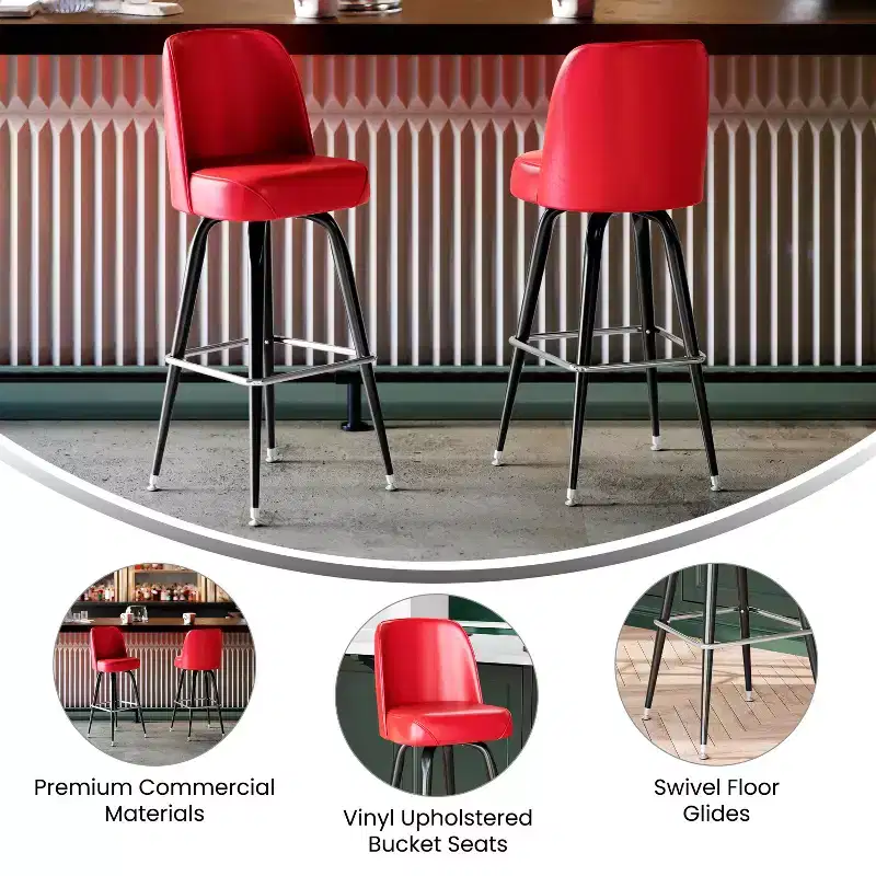 Emma and Oliver Metal Barstool with Swivel Bucket Seat