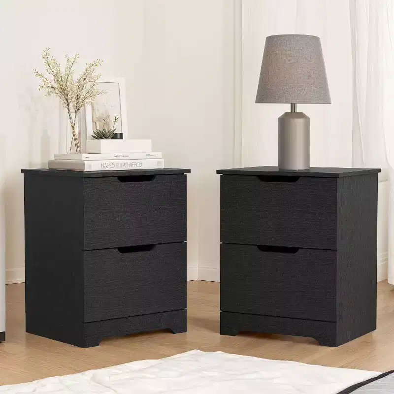 Galano 2-Drawer Nightstand Set of 2 with Cutout Handles 18.7 W  15.7 D  23.7 H