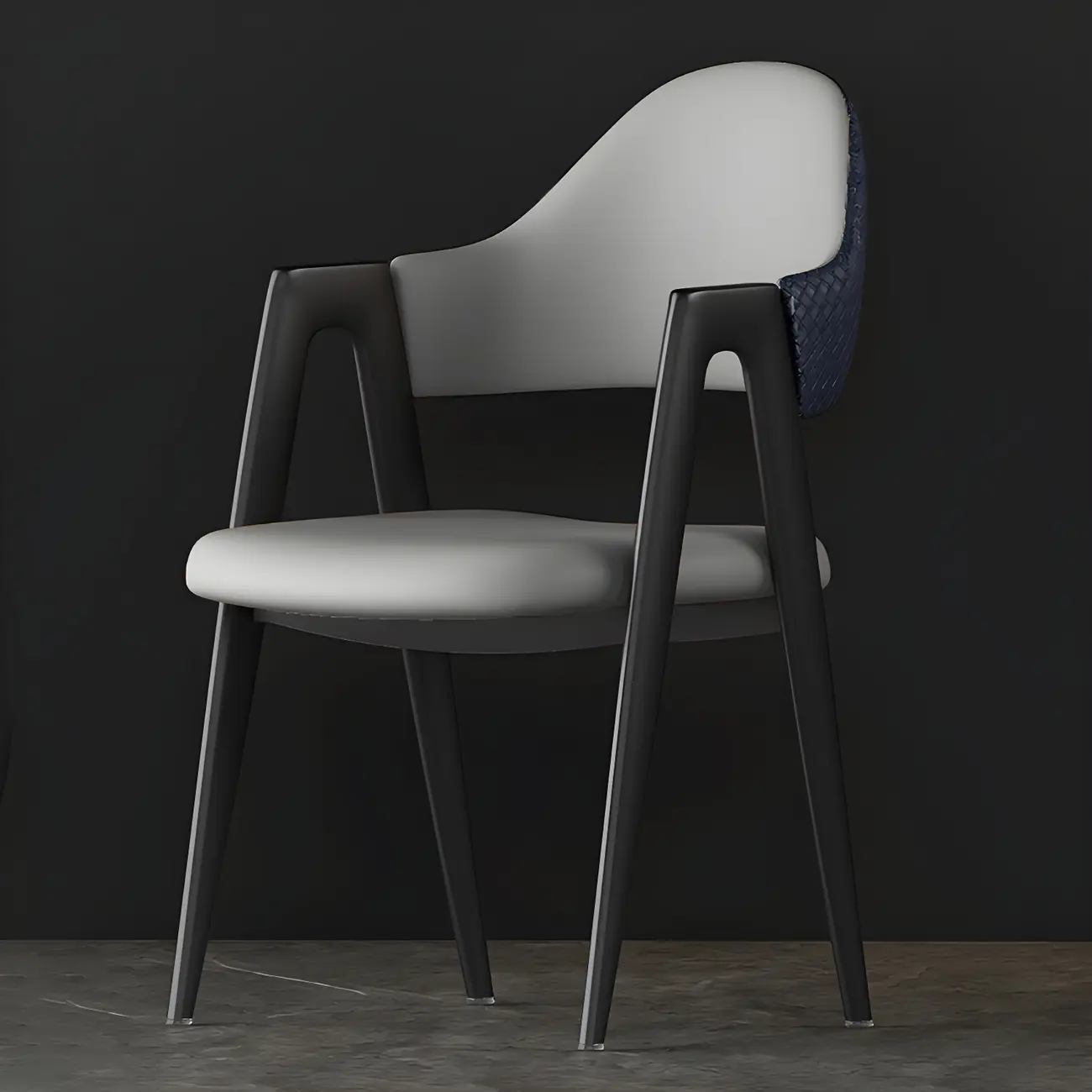 Modern Leather Curved Open Back Arm Dining Chair