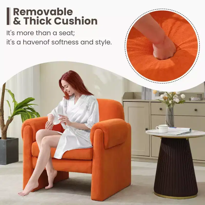Fluffy Cloud Upholstered Accent Armchair Set of 2 Velvet Ergonomic Bedroom Reading Chair