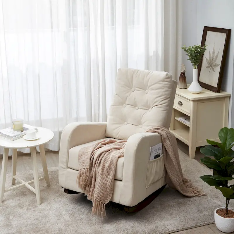 Recliner Sofa Push Back Recliner Chair Adjustable Modern Single Reclining Chair Upholstered Sofa with Pocket Living Room Bedroom