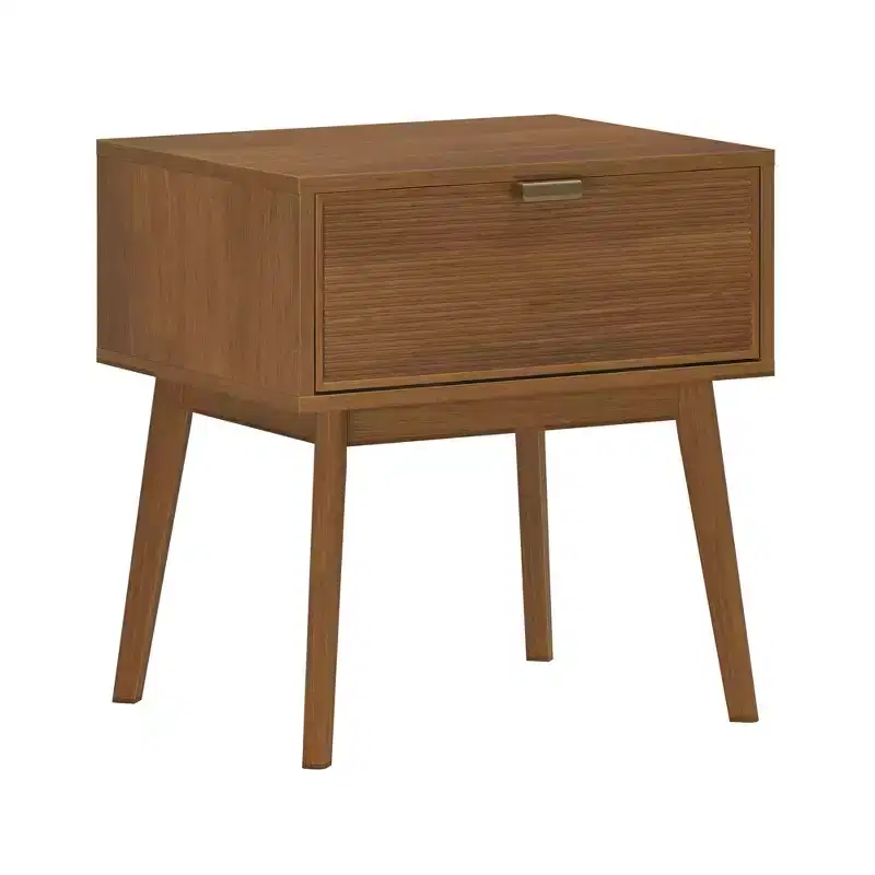 Linea Tambour 1 Drawer Nightstand with Brass Pull