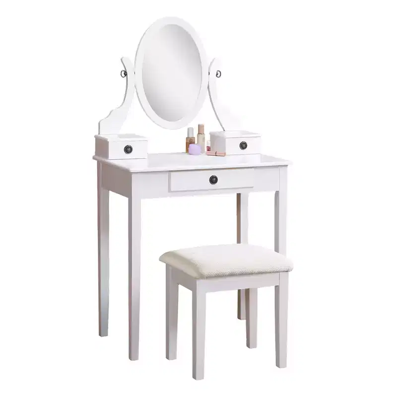 Moniys Wood Moniya Makeup Dressing Dressing Table and Chair Set, Blue