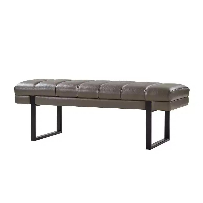 Channel Tufted Vegan Leather Bench