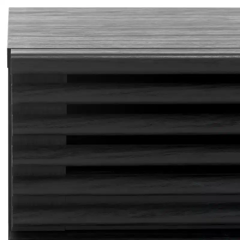 2-Drawer Nightstand with Reeded Wood Detail & Tapered Legs, Walnut Finish