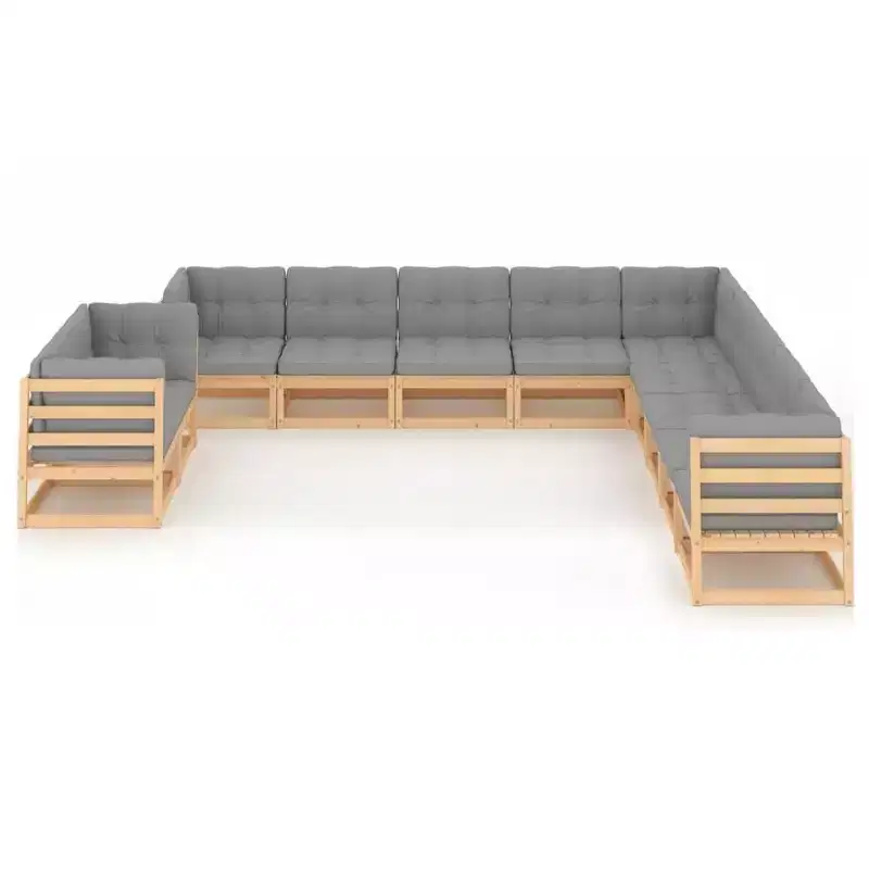 vidaXL Garden Lounge Set Natural Solid pine wood, fabric (100% polyester)