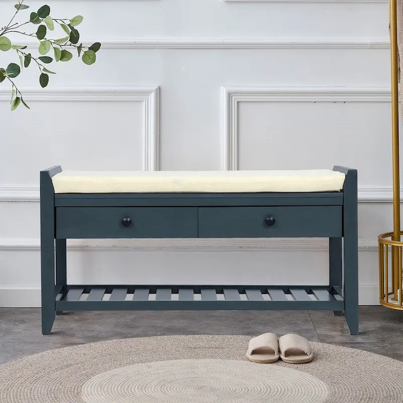 Vintage French Style Wooden Storage Bench, for Indoor Use