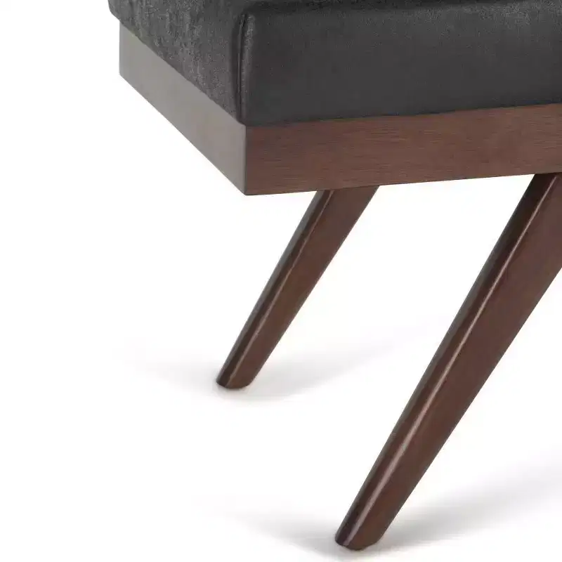 48 Nadine Mid Century Ottoman Bench Faux Air Leather - Wyndenhall