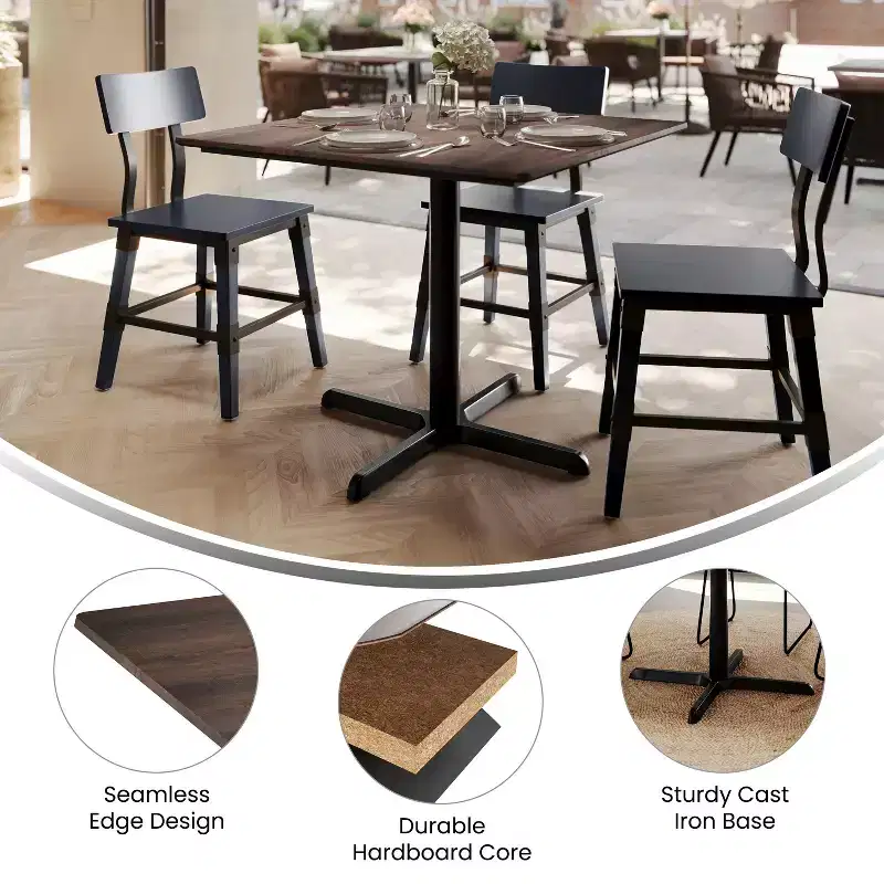 Flash Furniture Acadia Tabletop with TopGuard HPL Technology and Table Height X-Base