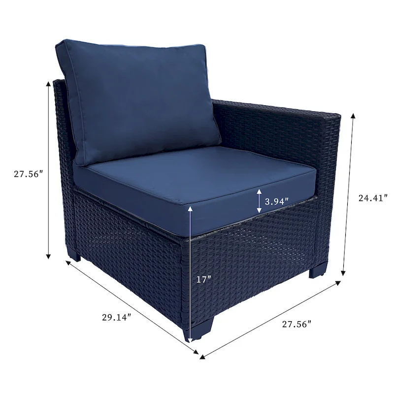 7-Piece PE Rattan Wicker Cushioned Sofa Set