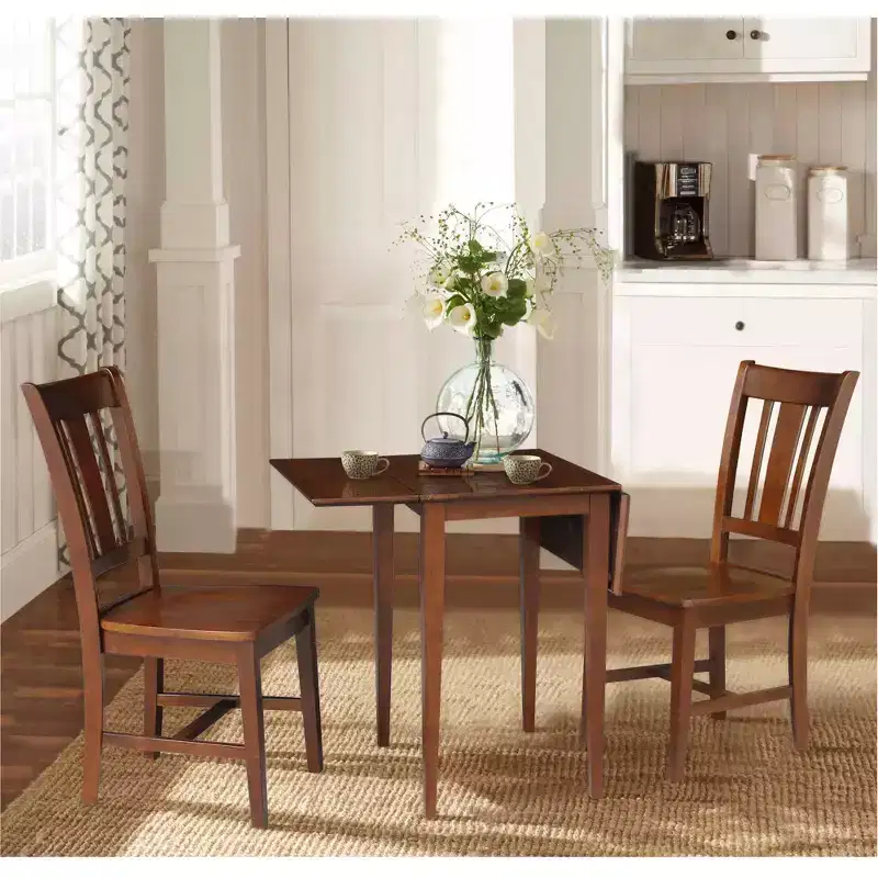International Concepts Small Dual Drop Leaf Dining Table with 2 San Remo Splat