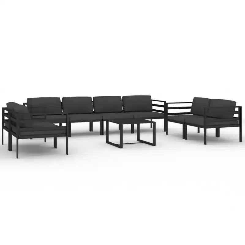 vidaXL 9 Piece Outdoor Lounge Set with Cushions - Durable Aluminum Patio Furniture - Comfortable, Weather-Resistant, and Modular Design - Anthracite
