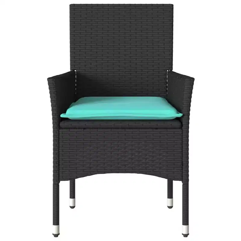 vidaXL Patio Chairs with Cushions 2 pcs Poly Rattan