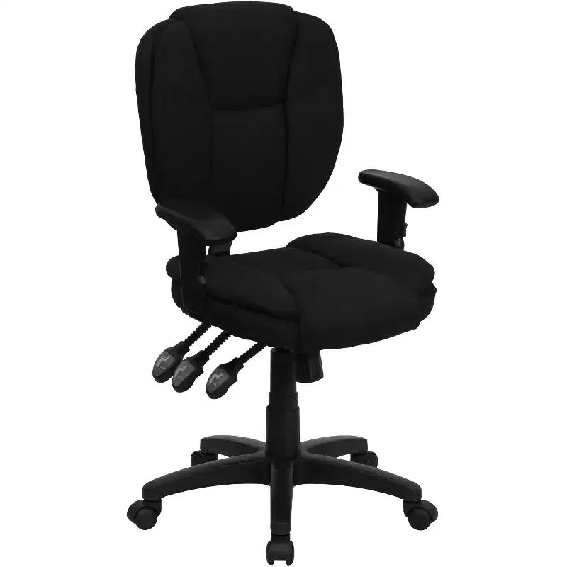 Mid-Back Multifunction Swivel Ergonomic Task Office Chair with Pillow Top Cushioning & Adjustable Arms