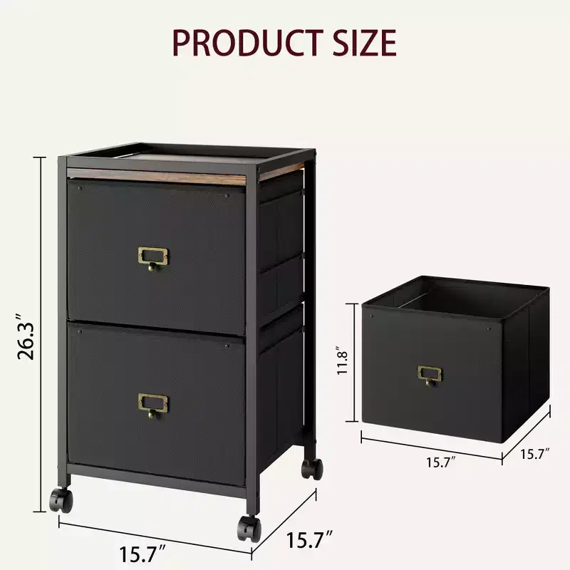 Drawer File CabinetMobile Filing Cabinet Rolling Printer Stand Fits A4 or Letter Size, Fabric Vertical File Cabinet with Wheels,Under Storage Cabinet