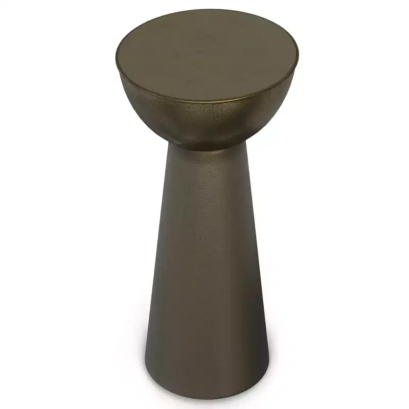 Mykal Contemporary Modern 12 inch Wide Metal Side Table in Antique Gold, Fully Assembled