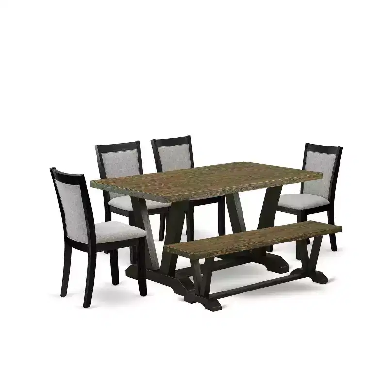 6-Piece Jacobean Brown Rectangular Dining Set for 5