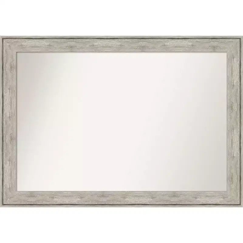 41" x 29" Non-Beveled Crackled Metallic Wall Mirror - : Modern Rectangle, Includes Mounting Hardware
