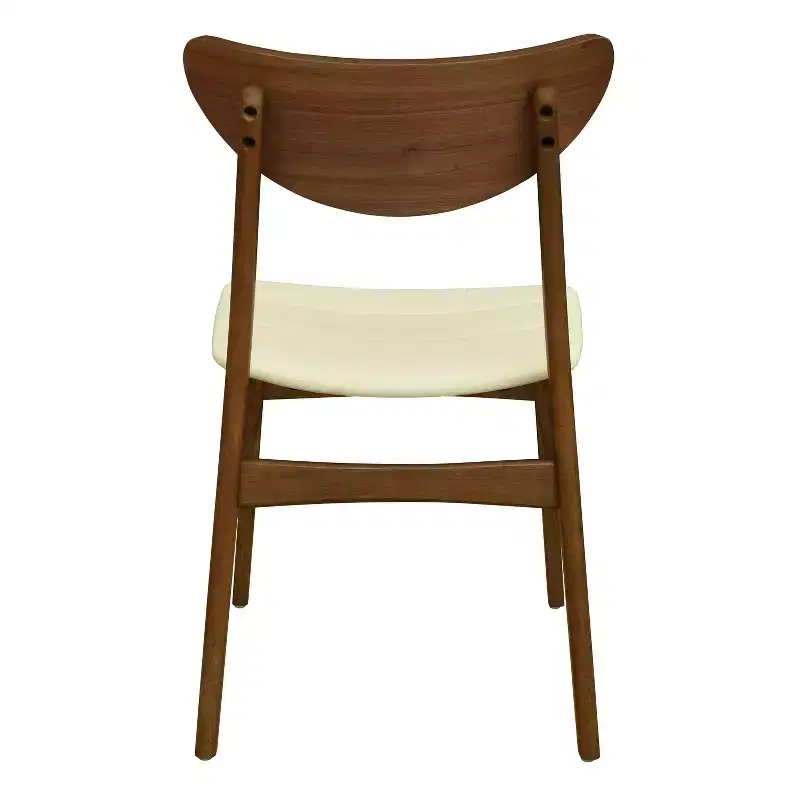 Christopher Knight Home Reed Mid-Century Modern Rubber Wood Faux Leather Upholstered Dining Chairs (Set of 2)