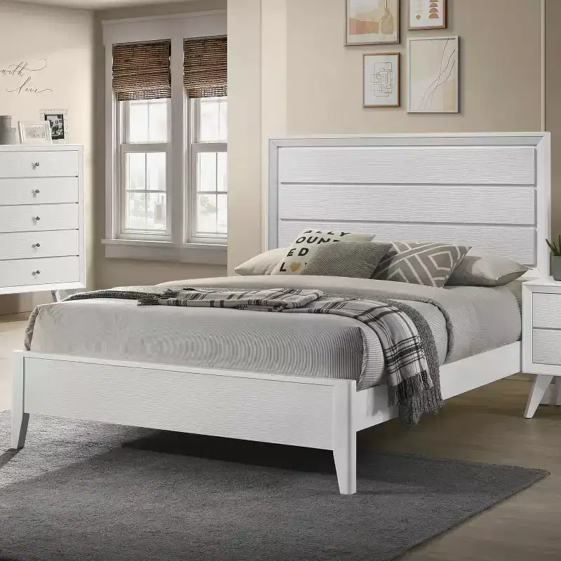 miBasics Sunflare Modern Wood Panel Bed White