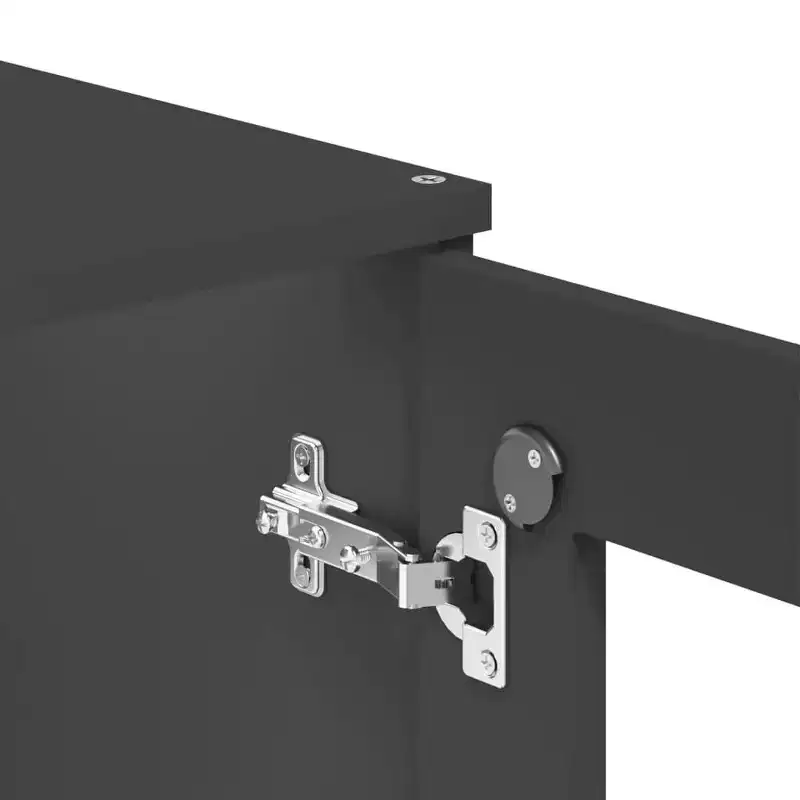Industrial Highboard Top with 3 Shelves & Frosted Glass Doors – Anthracite