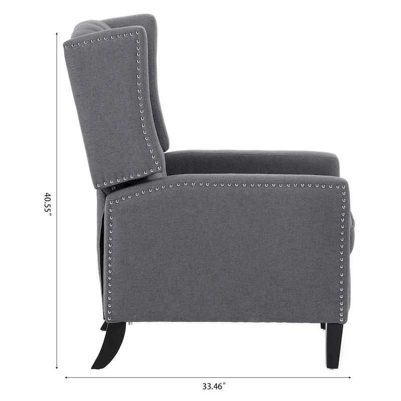 27 Wide Upholstered Manual Recliner, Wing Sofa Chair with Wood Legs