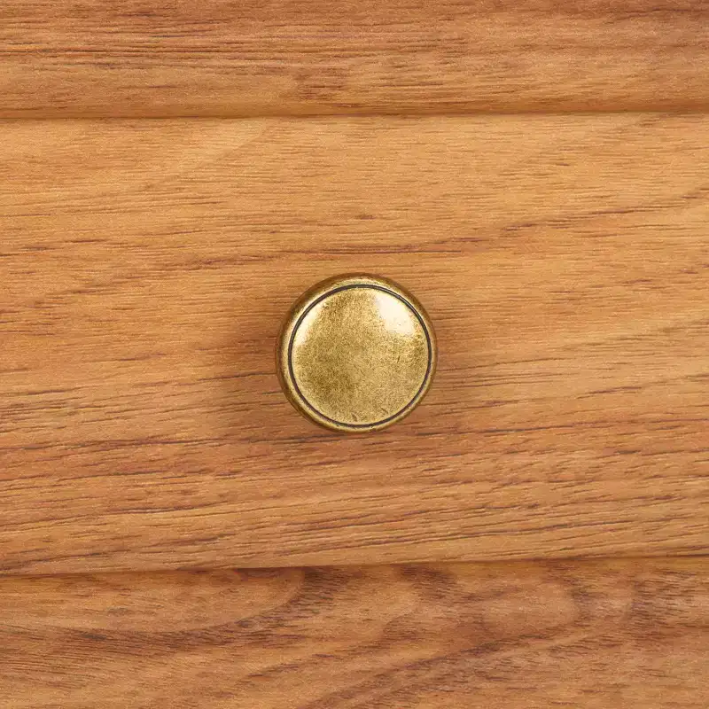 1-Drawer 1-Shelf Nightstand with Gold Pulls, Walnut Finish Bedside Table