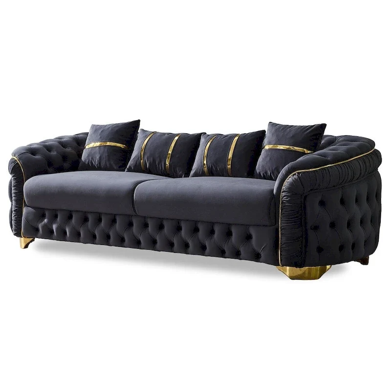 Ashlee 3-Pieces One Sofa One Loveseat One Chair Living Room Set, Tufted Back