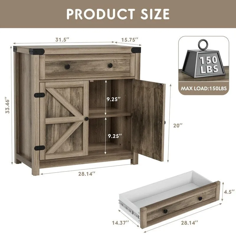 Coffee Bar Accent Cabinet - 15.75D x 31.5W x 33.46H