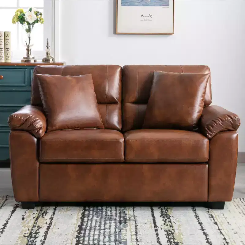 Morden Faux Leather Upholsteredwith Pillows -Morden Fort