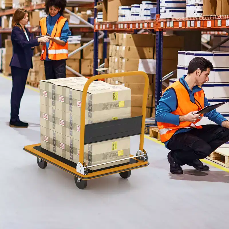 660lbs Platform Cart Dolly Folding Foldable Moving Warehouse Push Hand Truck New Blue/Yellow