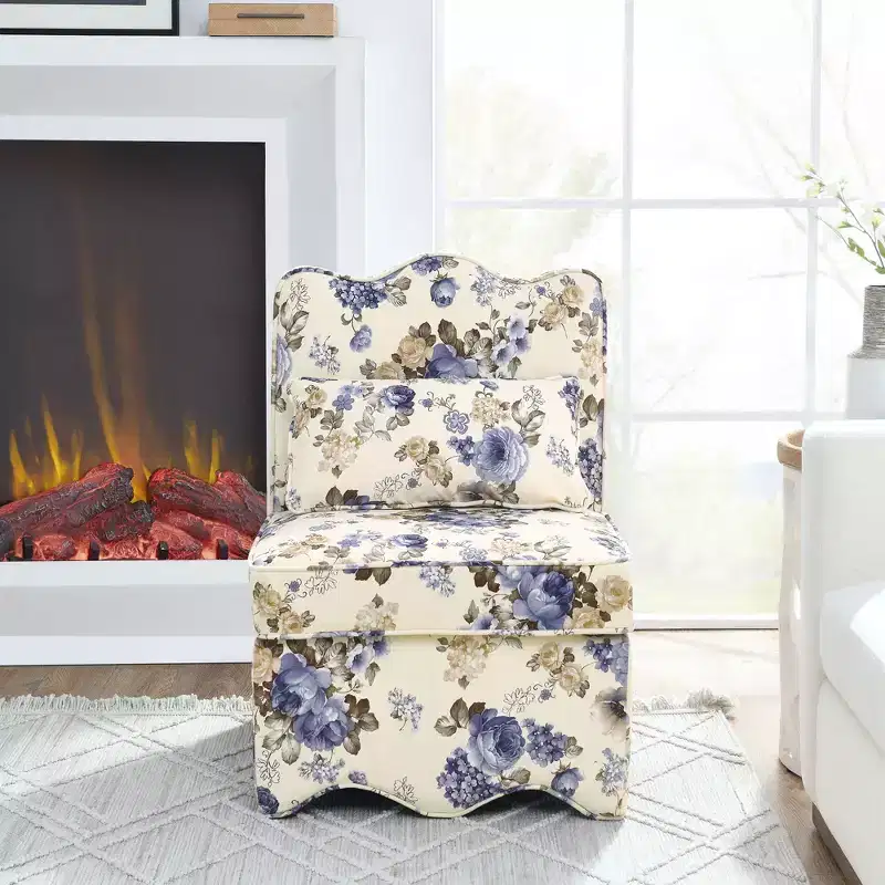 Flannel Single Dining Chair with Soft Cushion, Backrest & Matching Waist Pillow – No Armrests