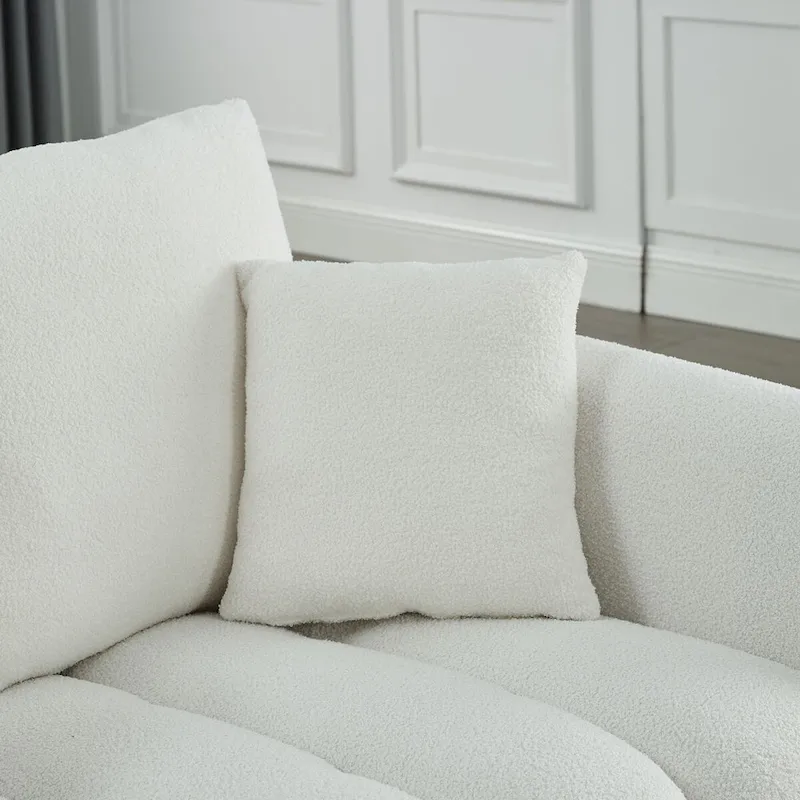 82 in Teddy Fabric Sofa Couch with 3 Back Pillows and 3 back Cushions Solid Wood Frame