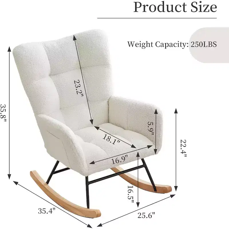 Fauteuil  Bascule pour la nurserie, Fauteuil  Bascule de Salon pour l'allaitement, fauteuils rembourrs Confortables avec Dossier Haut, Fauteuil