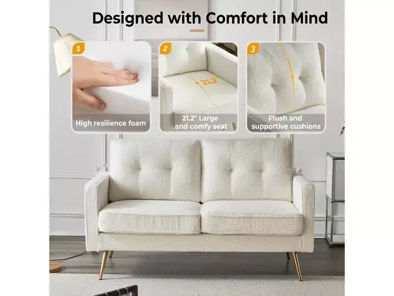 Karl Home |53.5 inch Square Arms Loveseat Sofa