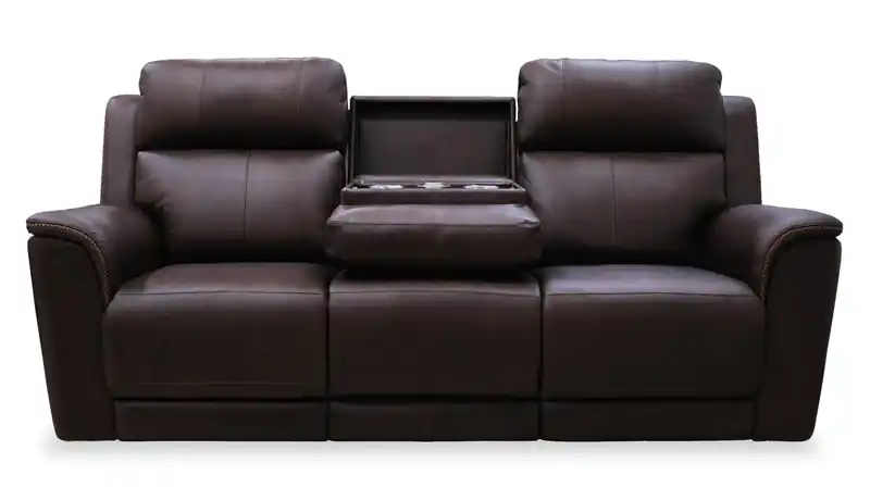 85 Genuine Leather Massage Power Reclining Sofa with Immersive Audio and Power Headrests
