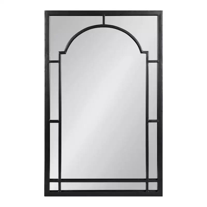Lyla Metal Framed Arch Decorative Wall Mirror Black - Kate & Laurel All Things Decor