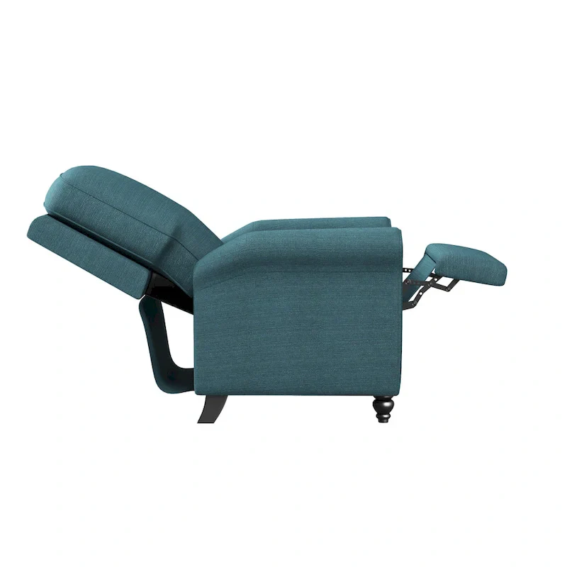 Caribbean Blue Linen Push Back Recliner Chair - Single Seat