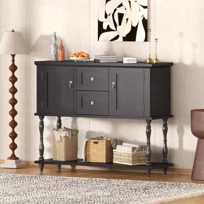 Console Table with 2 Drawers & 2 Doors, 42 Farmhouse Wood Entryway Table with Bottom Storage Shelf,Antique Storage Cabinet TV Stand for Hallway