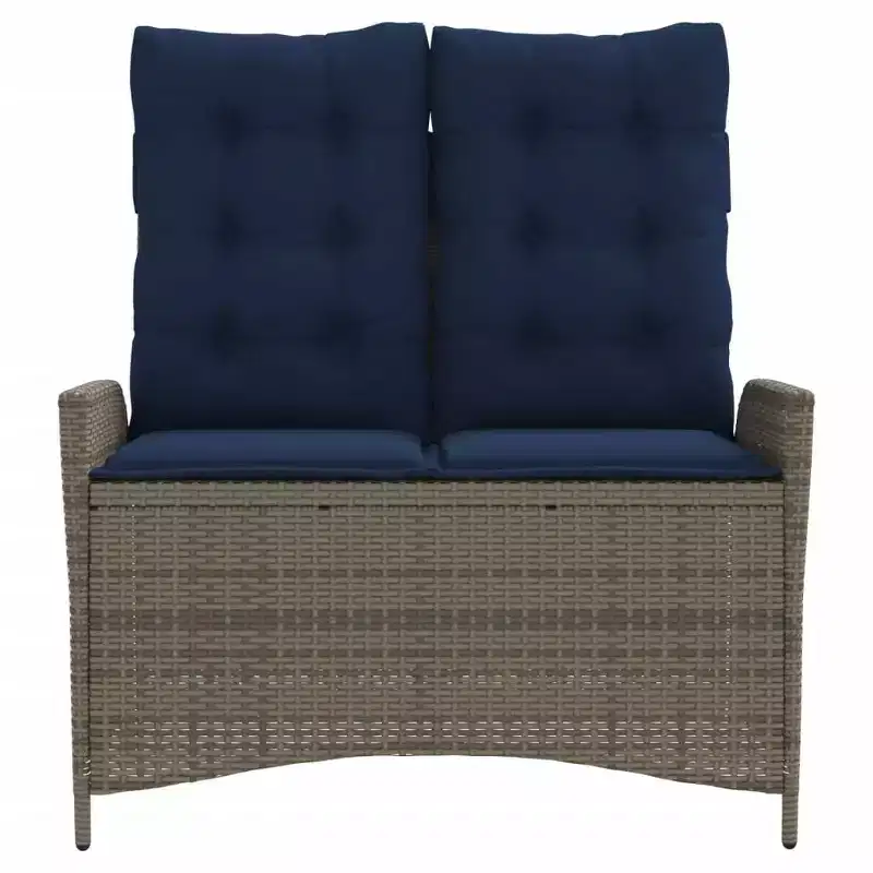 vidaXL Reclining Patio Bench with Cushions Seat Poly Rattan