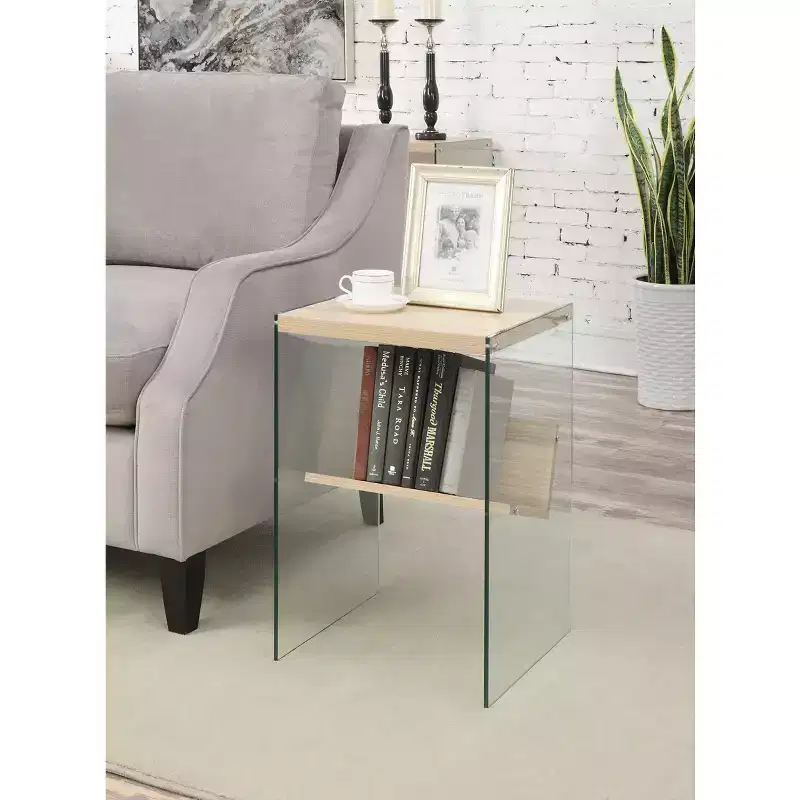 HomeStock Rectangle Glass Table Top End Table 1 -piece