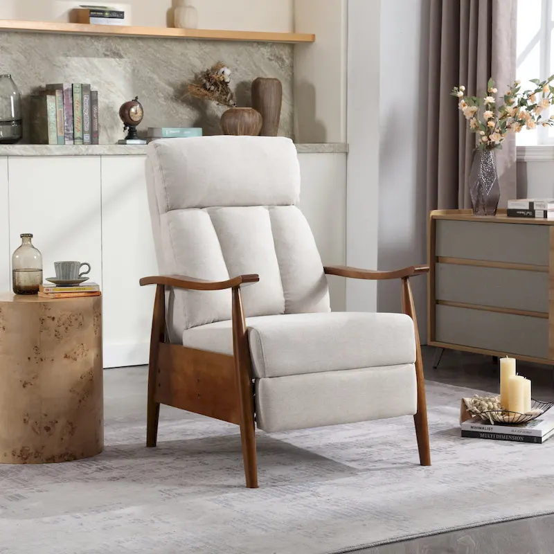 Adjustable Recliner Lounge Armchair with Footrest – Linen, Leather or Microsuede