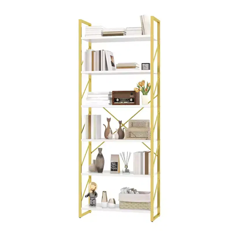 6 Tier Bookshelf Bookcase Open Storage Rack Shelves For Living Room/Home/Office, Simple Assembly