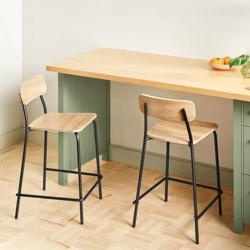 Set of 2 24" Wood with Metal Base Counter Stool with Footrest Natural - Room Essentials™