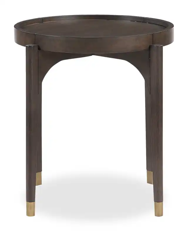 24 Modern Round End Table - Dark Brown Birch