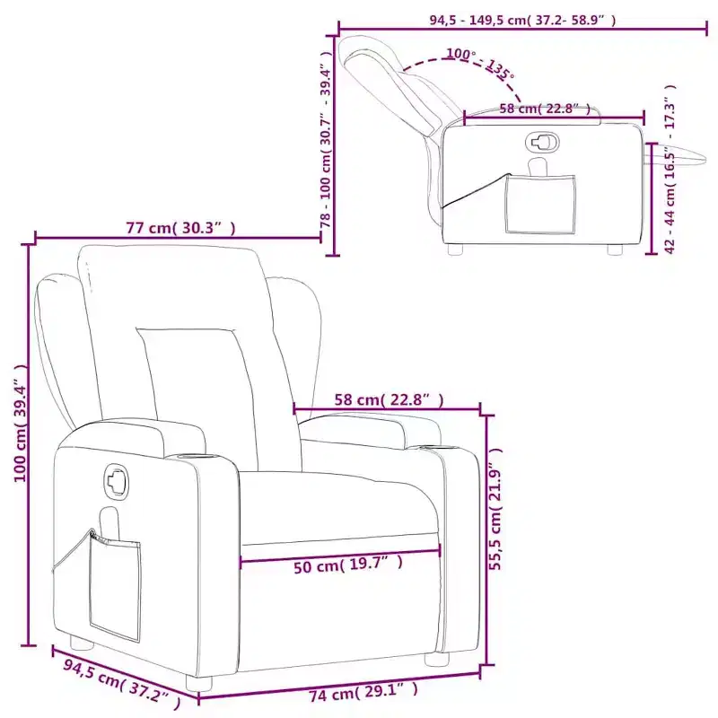 Gray Faux Leather Massage Recliner Chair – Single