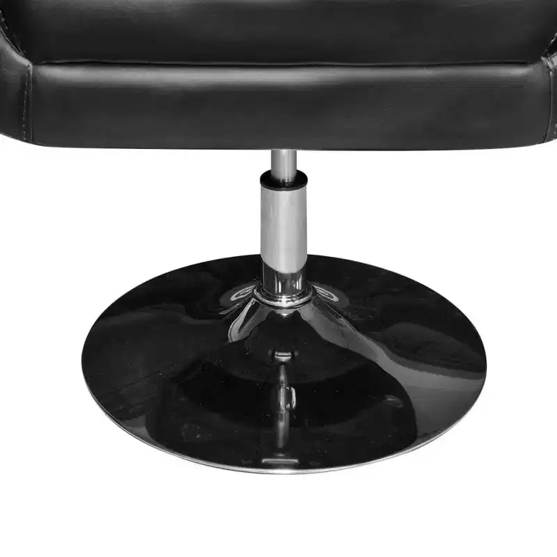 Modern Black Faux Leather Armchair with Chrome Base, Height Adjustable